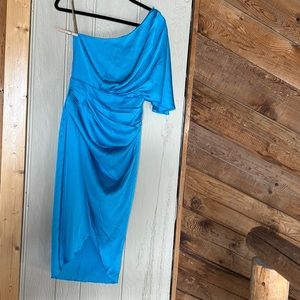 Turquoise/aqua one shoulder dress
